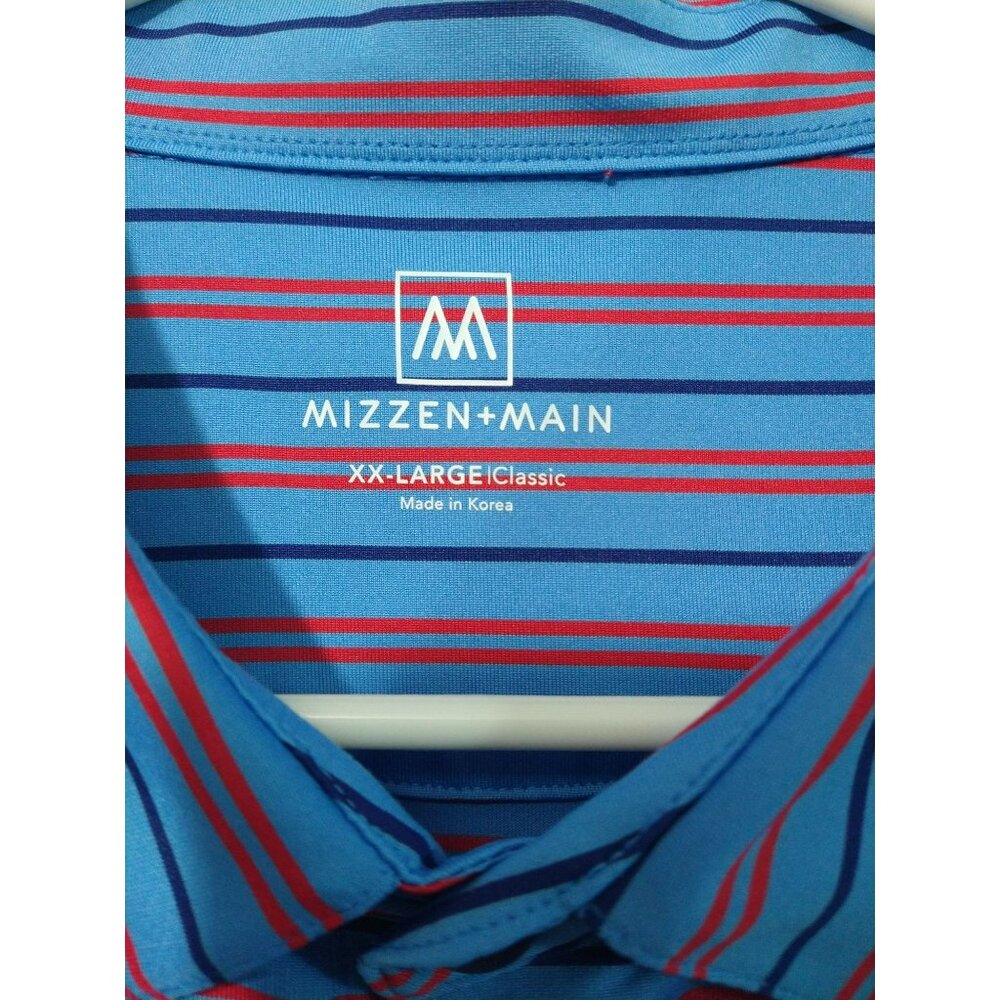 Mizzen Main Shirt Mens 2XL Blue Striped Versa Polo Short Sleeve Golf Preppy - Picture 5 of 8